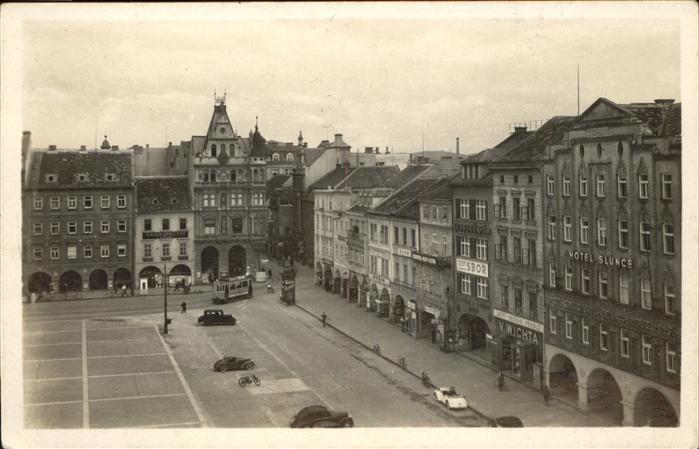 Budweis Ceske Budejowice Marktplatz Hotel Slunce Strassenbahn
