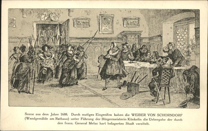 Schorndorf Wuerttemberg Wandgemälde am Rathaus Die Weiber von S