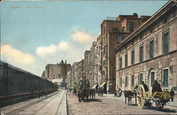 Napoli Neapel Via Piliero Pferdefuhrwerk