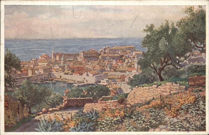 Dubrovnik Ragusa Panorama Künstlerkarte