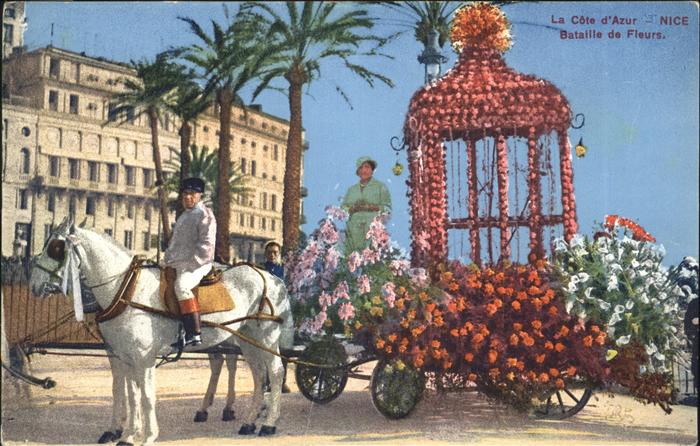 Nice Alpes Maritimes Bataille de Fleurs Pferd Blumenwagen