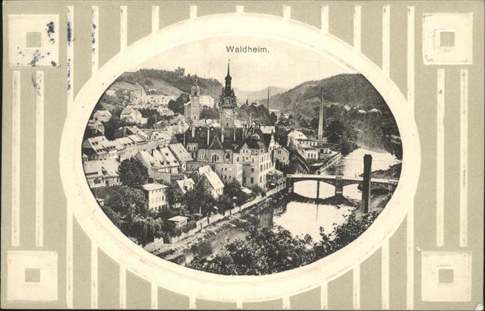 Waldheim Sachsen Ortsansicht mit Kirche Brücke