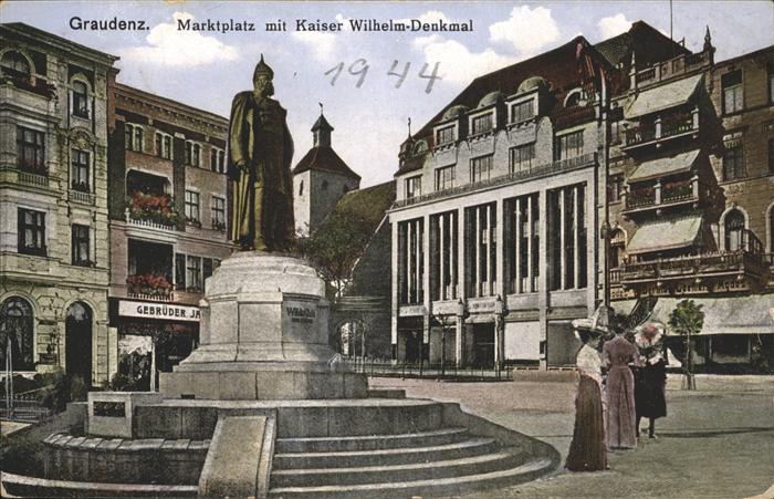 Graudenz Westpreussen Marktplatz mit Kaiser Wilhelm Denkmal F