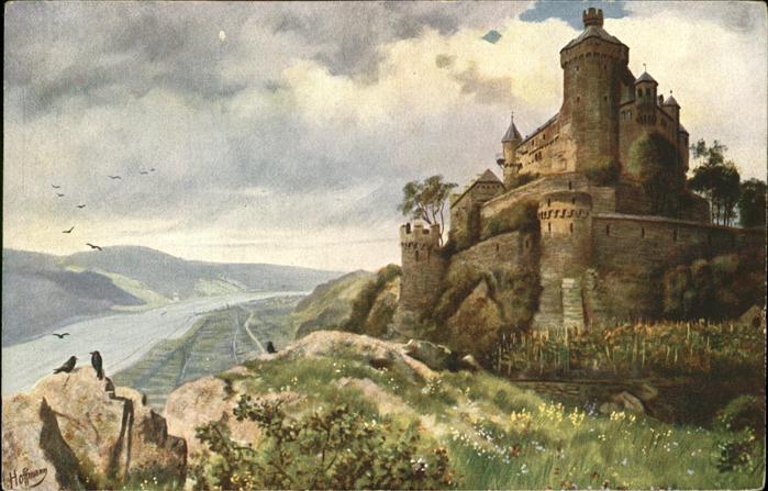Braubach Rhein Marksburg Künstlerkarte H. Hoffmann