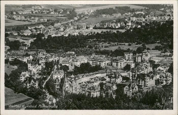 Karlsbad Eger Blick über die Stadt Parkstrasse