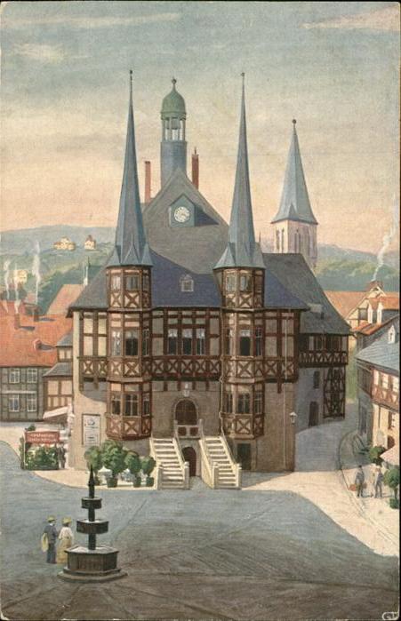 Wernigerode Harz Rathaus Brunnen Verein für das Deutscht