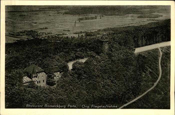 Porta Westfalica Restaurant Blismarckburg Fliegeraufnahm