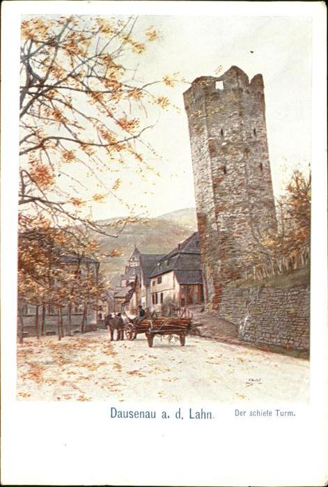 Dausenau Der schiefe Turm Pferdewagen