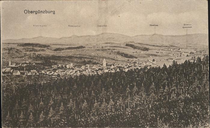 Oberguenzburg Panorama mit Alpenblick Zugspitze Saeuling