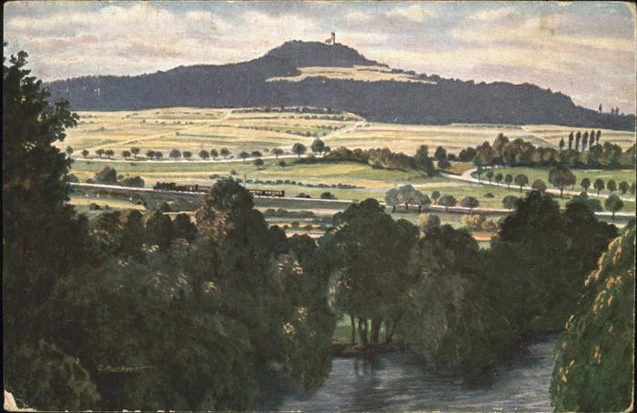 Bussen Panorama Donau Eisenbahn Künstlerkarte