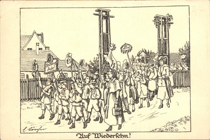 Kuenstlerkarte Abschied Wiedersehen Heuberg