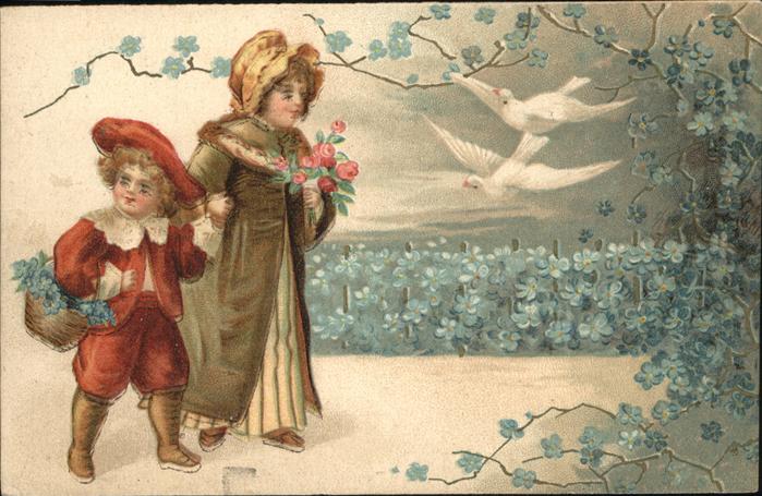 Tauben Kinder Litho