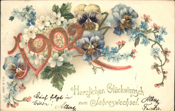 Jahreszahl Neujahr Blumen