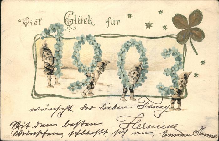 Jahreszahl Zwerge Neujahr Kleeblatt