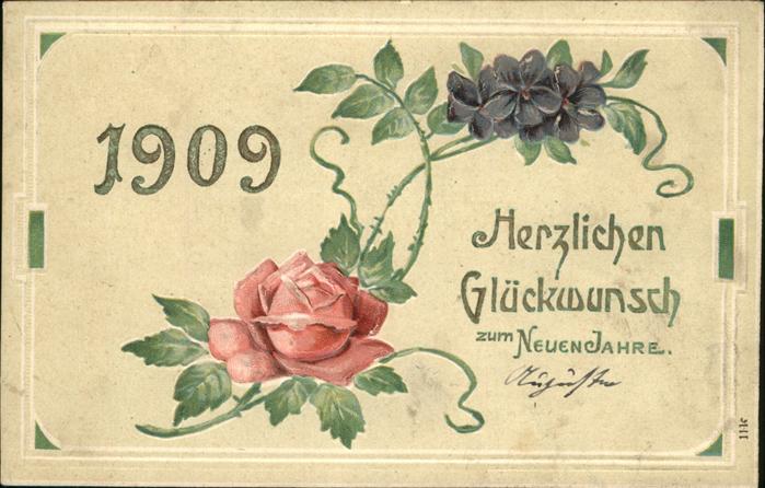 Jahreszahl Neujahr Rose