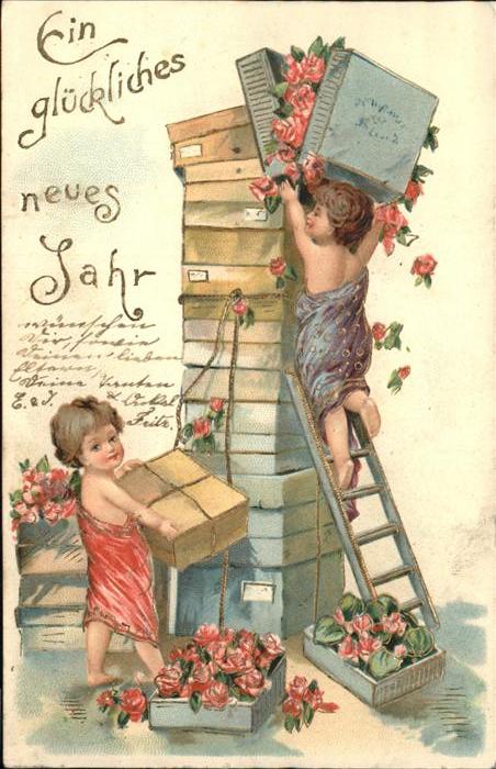 Neujahr Kinder Leiter Rosen