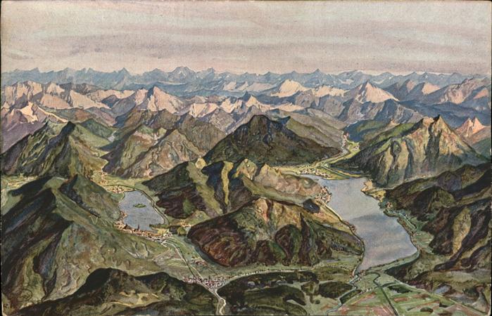 Schliersee und Tegernsee Gebirgs Panorama