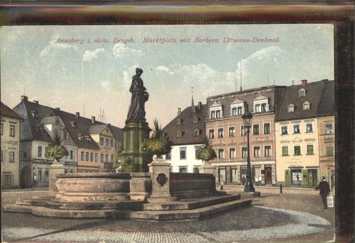 Annaberg-Buchholz Erzgebirge Marktplatz Barbara Uttmann-Denkmal