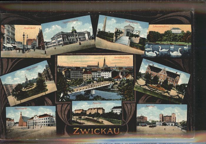 Zwickau Sachsen Schwanenschloss Bahnhof Postamt Hauptma