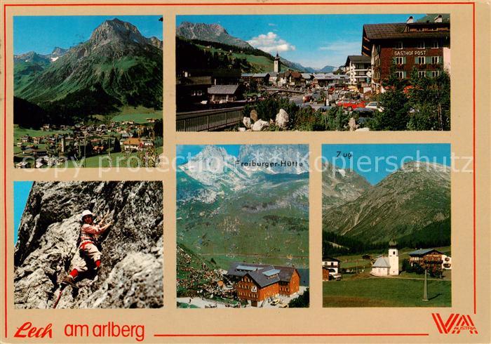 Lech Vorarlberg Panorama Ortspartie Bergsteiger Freiburger Huette Zug