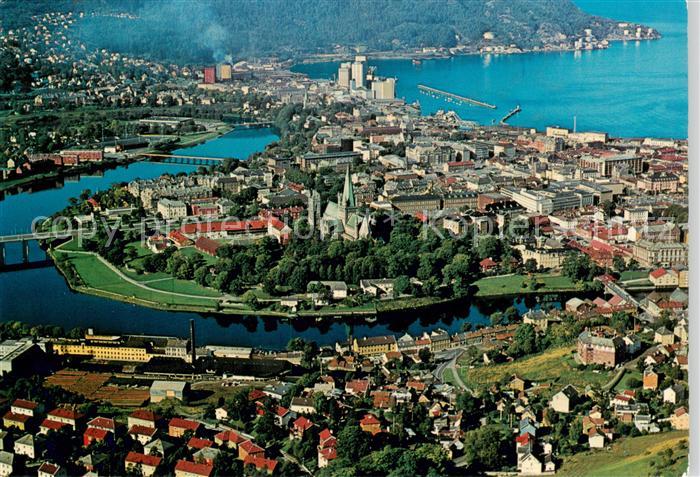 Trondheim Norge Aerial View of the town with the Cathedral
