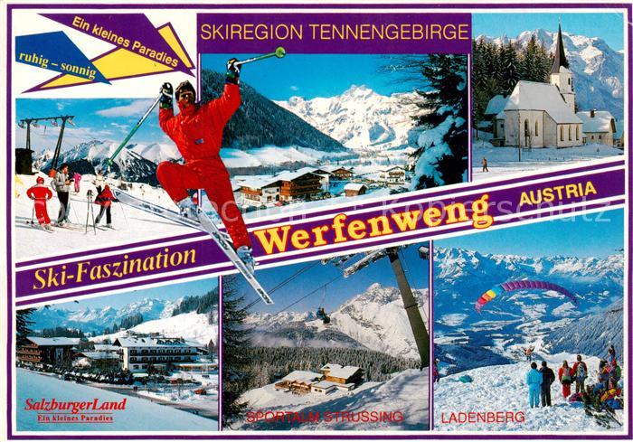 Werfenweng AT Skiregion Tennengebirge Skilift Panorama Kapelle Sportalm Struessi