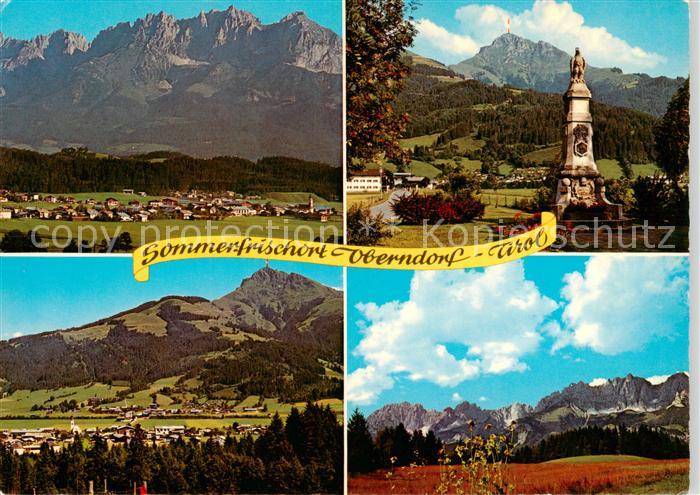 Oberndorf Tirol mit Wildem Kaiser und Kitzbueheler Horn Panorama Denkmal