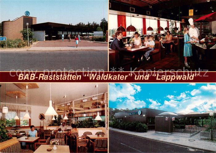 Helmstedt Niedersachsen BAB Raststaetten Waldkater und Lappwald Gastraeume