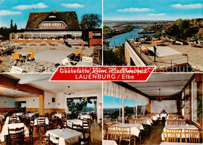 Lauenburg Elbe Gaststaette Zum Halbmond Gastraeume Terrasse Elbepartie