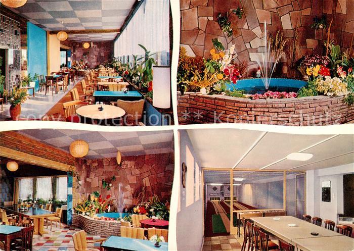 KAssEL  CITY Terrassen Cafe Hotel am Sonnenhang Gastraeume Brunnen Kegelbahn