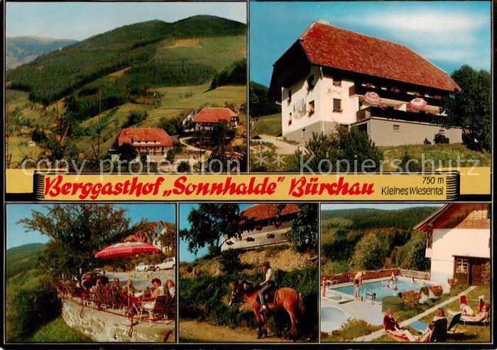 Buerchau Kleines Wiesental Berggasthof Sonnhalde Terrasse Reiten Pool