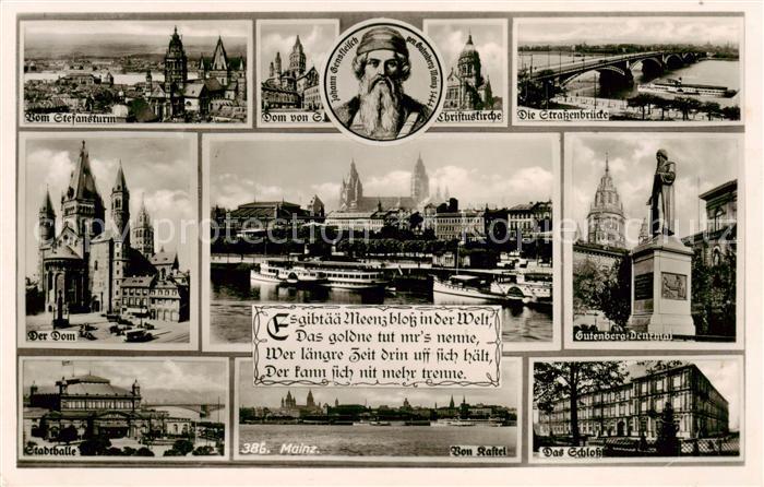 Mainz  Rhein Stefansturm Dom Johann Gensfleisch Portrait Christuskirche Strassen