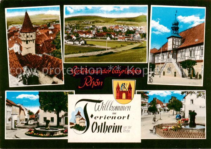 Ostheim  Rhoen Schloss Panorama Rathaus Brunnen