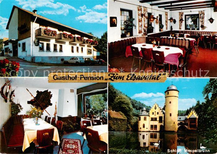Mespelbrunn Gasthof Pension Zum Elsavatal Gastraeume Schloss Mespelbrunn