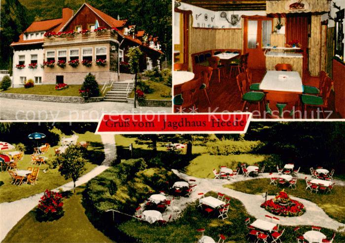 Hann. Muenden Waldgaststaette Pension Jagdhaus Heede Gaststube Terrasse im Park
