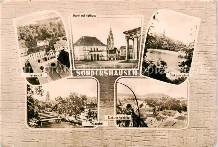 Sondershausen Thueringen Teilansicht Markt Rathaus Schlossblick Hainlaite