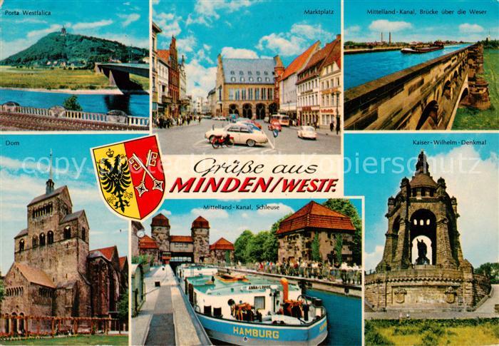Minden  Westfalen Weser Porta Westfalica Marktplatz Mittellandkanalbruecke Dom K