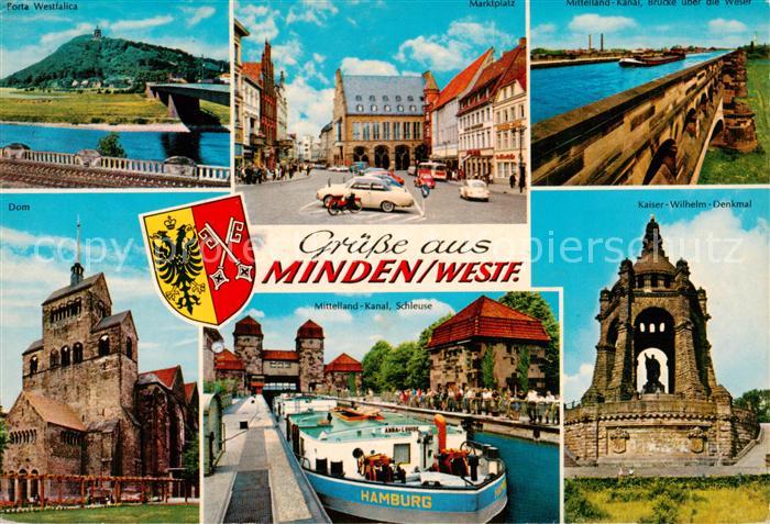 Minden  Westfalen Weser Porta Westfalica Marktplatz Mittellandkanalbruecke Dom K