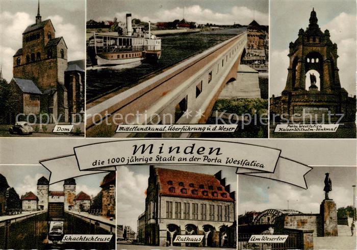 Minden  Westfalen Weser Dom Mittellandkanal Weserbruecke Kaiser Wilhelm Denkmal