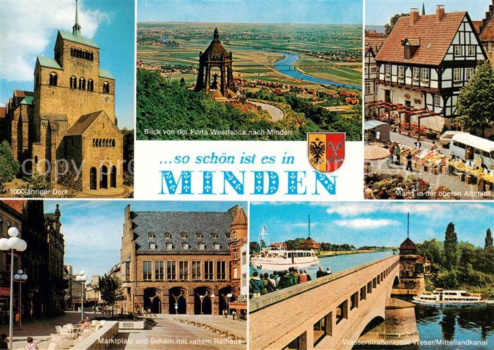 Minden  Westfalen Weser 1000jaehriger Dom Blick vom Kaiser Wilhelm Denkmal Altst