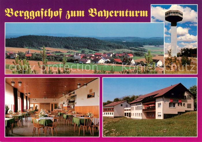 Zimmerau Rhoen-Grabfeld Berggasthof zum Bayerturm Gastraum Panorama