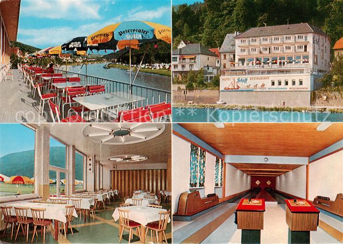 Neckarsteinach Hotel Restaurant Schiff Terrasse Gaststube Kegelbahn