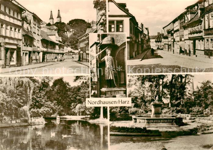 Nordhausen  Harz Orts und Teilansichten Roland Park Denkmal Schwanenteich