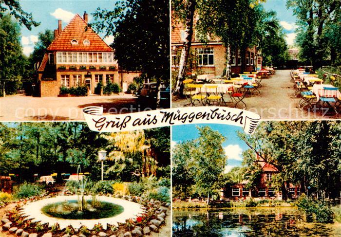 Mueggenbusch Cafe und Pension Terrasse Brunnen Teich