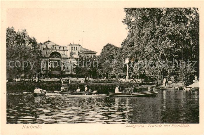 Karlsruhe Baden Stadtgarten Festhalle und Bootslaende
