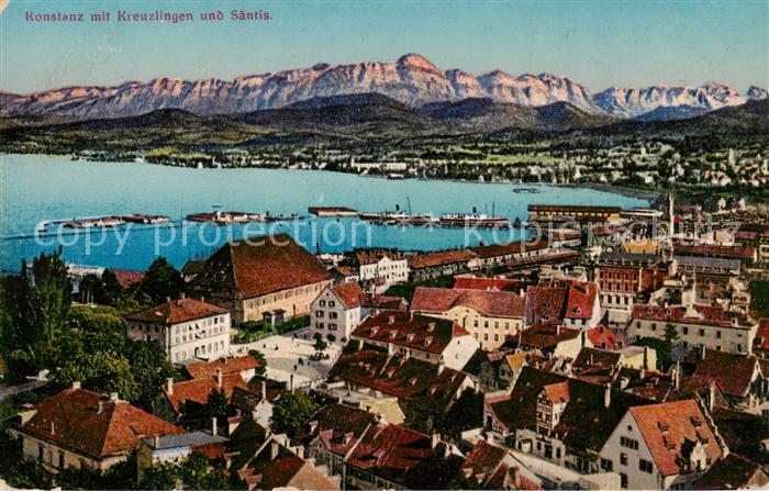 Konstanz Bodensee mit Kreuzlingen und Saentis