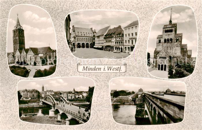 Minden  Westfalen Weser Marienkirche Marktplatz Dom Weserbruecke Mittellandkanal