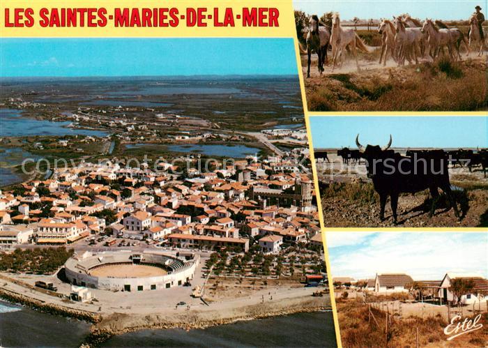 Les Saintes-Maries-de-la-Mer Vue aerienne les arenes L’eglise fortif