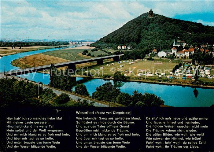 Porta Westfalica Weserpartie Kaiser Wilhelm Denkmal auf dem Wittekindsberg Weser