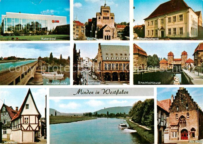 Minden  Westfalen Weser Hallenbad Dom Stadtbuecherei Kanalbrueck Rathaus Schacht